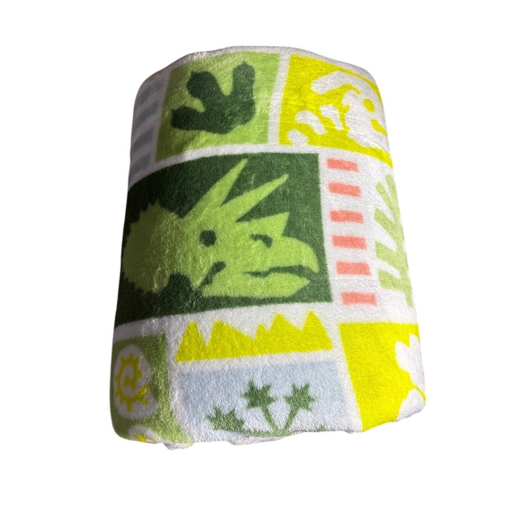 The Big One Kids Dinosaur Plush Throw Blanket - Lime Green & Yellow